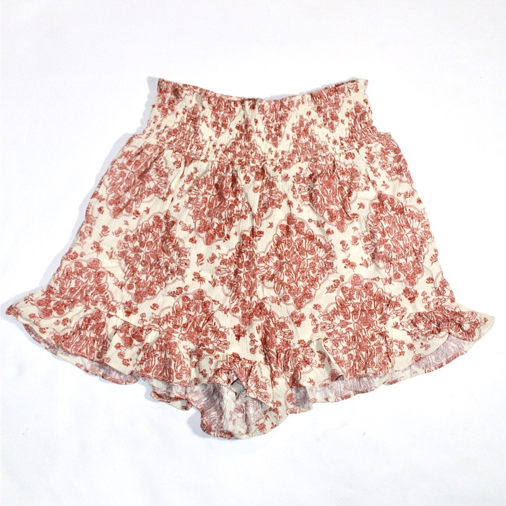 GB Gitls Cream Shorts with Rust Floral Print